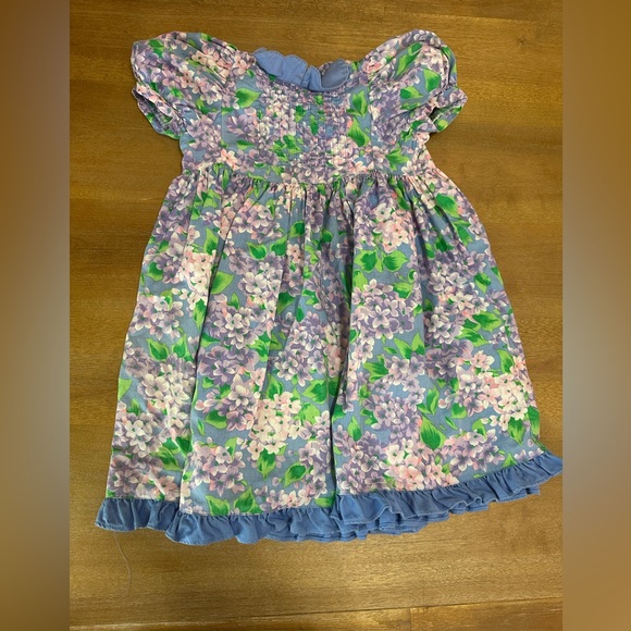Vintage Floral Lilac Girls Dress 100% Cotton 4T - Picture 1 of 8